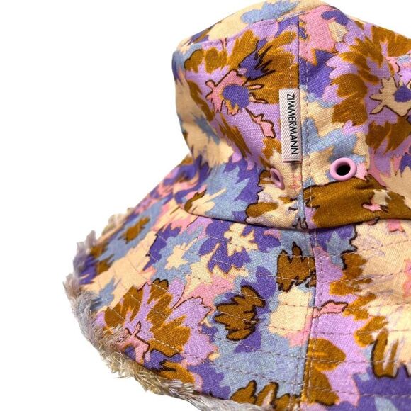 Zimmermann Floral Bucket Hat - Purple, Pink, and Brown - Picture 3 of 8